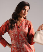 Rust Dobby Straight Shirt Suit - View 1