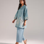 Blue Dobby Straight Shirt Suit - View 1