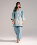 Blue Dobby Straight Shirt Suit - View 2