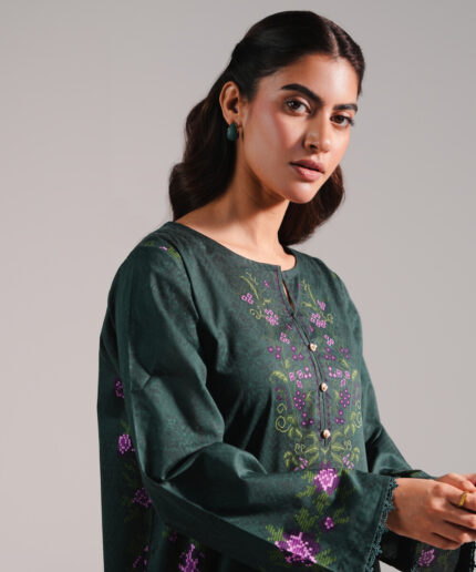 Dark Green Dobby Shirt Suit - View 2