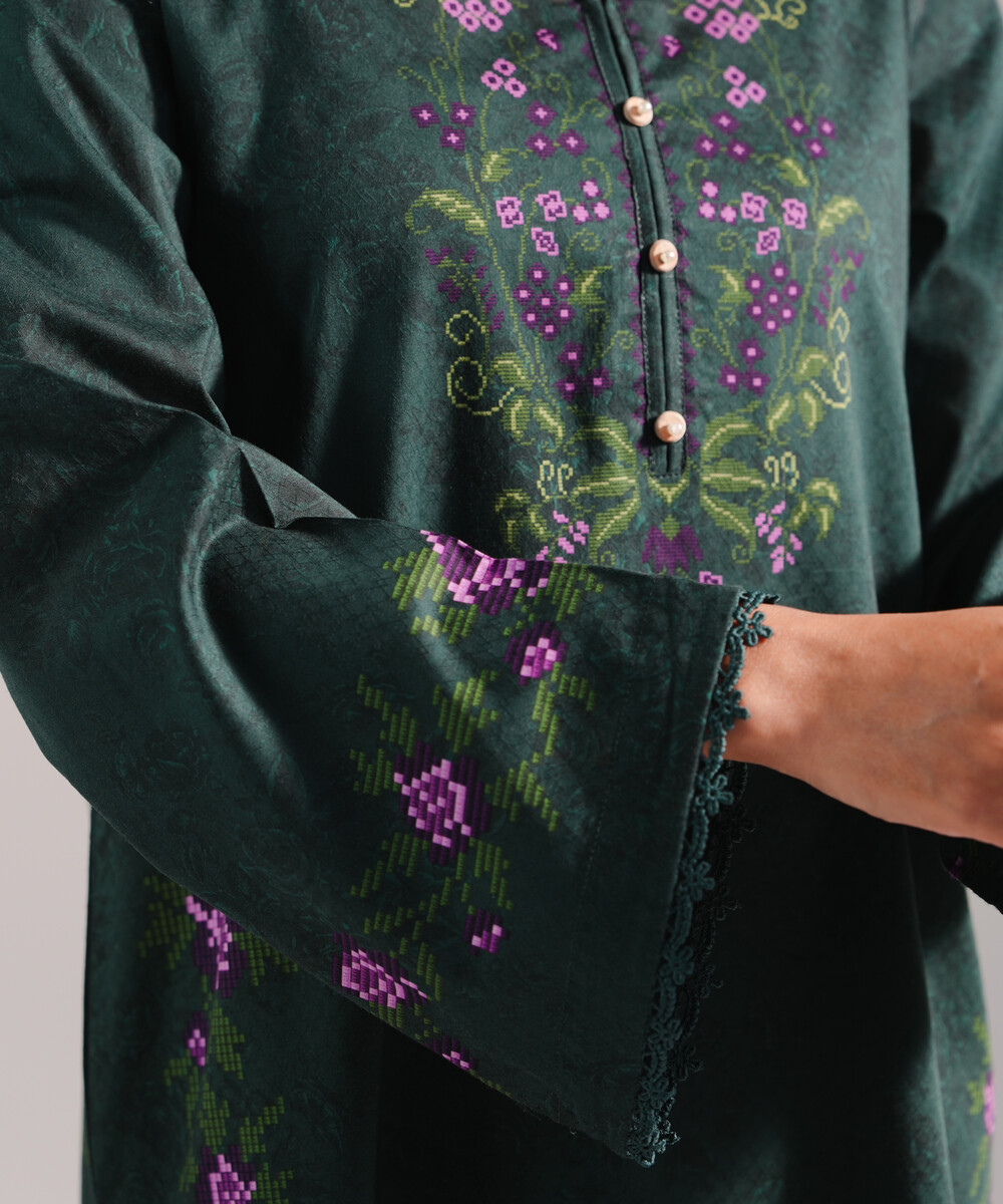 Dark Green Dobby Shirt Suit - View 1 Dark Green Dobby Shirt Suit - View 1