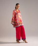 Pink Blended Satin Straight Shirt Suit - View 5