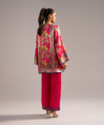 Pink Blended Satin Straight Shirt Suit - View 4