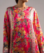 Pink Blended Satin Straight Shirt Suit - View 2