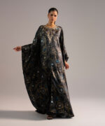 Black Blended Satin Kaftan Suit - View 3