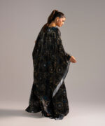 Black Blended Satin Kaftan Suit - View 5
