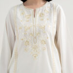 Off White Zari Lawn Suit - View 1