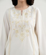 Off White Zari Lawn Suit - View 1
