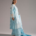 Light Blue Self Jacquard A-Line Suit - View 1