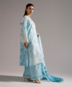Light Blue Self Jacquard A-Line Suit - View 1