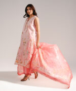 Pink Self Jacquard A-Line Suit - View 5