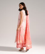 Pink Self Jacquard A-Line Suit - View 3