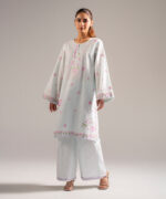 Light Blue Self Jacquard A-Line Suit - View 3