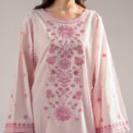 Pink Self Jacquard Straight Suit - View 1
