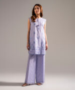 Pastel Blue Self Jacquard Straight Shirt Suit - View 4