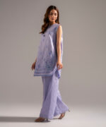 Pastel Blue Self Jacquard Straight Shirt Suit - View 2