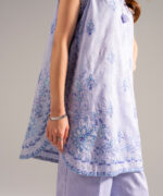 Pastel Blue Self Jacquard Straight Shirt Suit - View 3