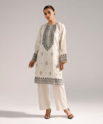 Off White Self Jacquard Straight Suit - View 3