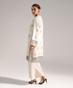 Off White Self Jacquard Straight Suit - View 2