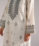 Off White Self Jacquard Straight Suit - View 1