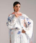 Light Blue Arabic Self Jacquard A-Line Suit - View 5