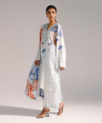 Light Blue Arabic Self Jacquard A-Line Suit - View 2