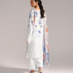 Light Blue Arabic Self Jacquard A-Line Suit - View 1