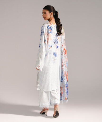 Light Blue Arabic Self Jacquard A-Line Suit - View 1