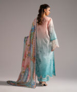 Blue Self Jacquard A-Line Suit - View 4