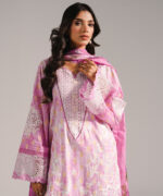 Pink Self Jacquard A-Line Suit - View 3