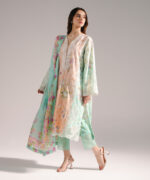 Peach Self Jacquard A-Line Suit - View 5