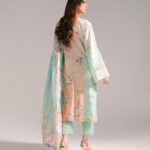 Peach Self Jacquard A-Line Suit - View 1