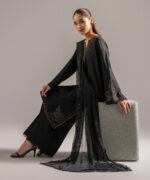 Black Dobby Straight Suit - View 3