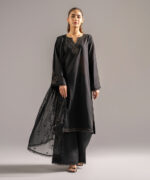 Black Dobby Straight Suit - View 2