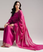 Pink Dobby Straight Suit - View 3