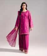 Pink Dobby Straight Suit - View 4
