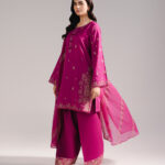 Pink Dobby Straight Suit - View 1