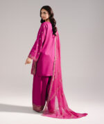 Pink Dobby Straight Suit - View 5