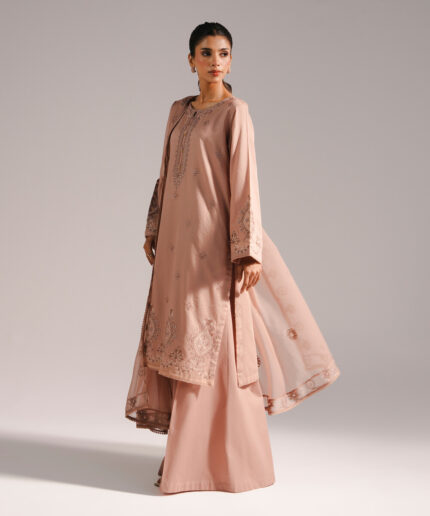 Dark Beige Dobby A-Line Suit - View 1