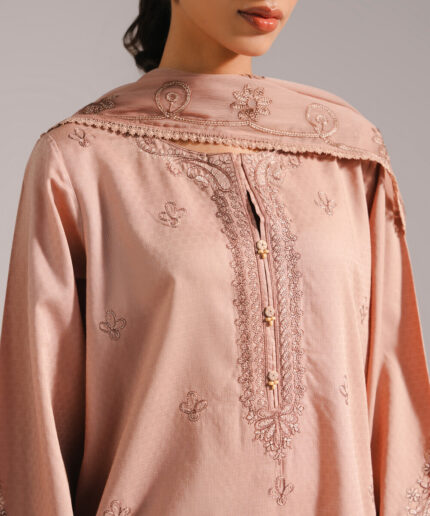 Dark Beige Dobby A-Line Suit - View 2