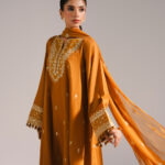 Mustard Yellow Dobby A-Line Suit - View 1