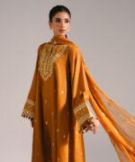 Mustard Yellow Dobby A-Line Suit - View 1