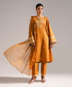 Mustard Yellow Dobby A-Line Suit - View 3