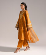 Mustard Yellow Dobby A-Line Suit - View 4