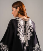 Black Cotton Satin Straight Shirt Suit - View 5