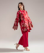 Maroon Cotton Satin Straight Suit - View 2