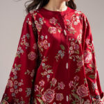Maroon Cotton Satin Straight Suit - View 1