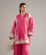 Pink Cotton Satin Straight Shirt Suit - View 4