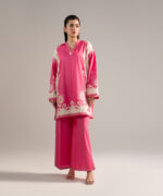 Pink Cotton Satin Straight Shirt Suit - View 2