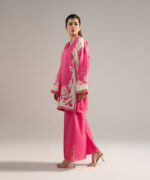 Pink Cotton Satin Straight Shirt Suit - View 5